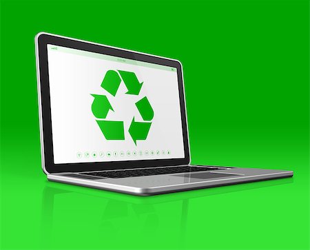 simsearch:649-06533599,k - 3D Laptop with a recycling symbol on screen. environmental conservation concept Stock Photo - Budget Royalty-Free & Subscription, Code: 400-08318454