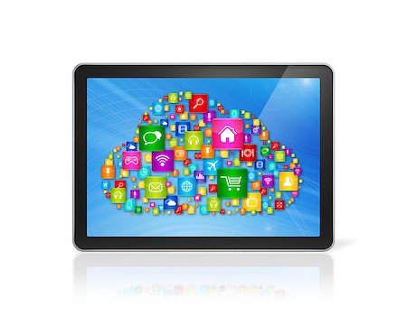 simsearch:400-08096956,k - 3D Digital Tablet pc and cloud computing symbol - isolated on white Stock Photo - Budget Royalty-Free & Subscription, Code: 400-08318466