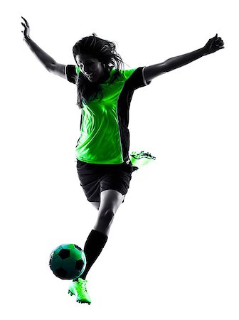 simsearch:400-08115848,k - one woman playing soccer player in silhouette isolated on white background Photographie de stock - Aubaine LD & Abonnement, Code: 400-08318481