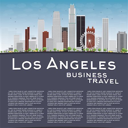 Los Angeles Skyline with Grey Buildings, Blue Sky and copy space. Business travel concept. Vector illustration Foto de stock - Royalty-Free Super Valor e Assinatura, Número: 400-08318494