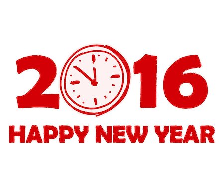 simsearch:400-07293814,k - happy new year 2016 with clock sign in red drawn banner, holiday concept Stock Photo - Budget Royalty-Free & Subscription, Code: 400-08318546