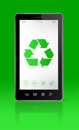 simsearch:400-04274877,k - 3D Smartphone with a recycling symbol on screen. environmental conservation concept Photographie de stock - Aubaine LD & Abonnement, Code: 400-08318682