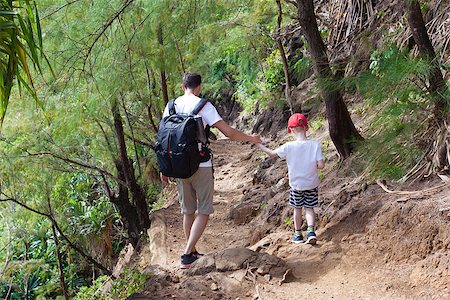 family of two hiking together the kalalau trail at kauai island, hawaii Stock Photo - Budget Royalty-Free & Subscription, Code: 400-08318709