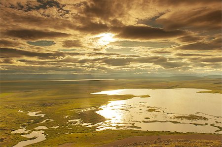 View at lakes from the Vindbelgur volcano near the lake Myvatn - northern Iceland Stock Photo - Budget Royalty-Free & Subscription, Code: 400-08318756