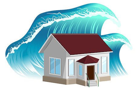 simsearch:400-08654218,k - House flooding. Property insurance. Isolated on white vector illustration Photographie de stock - Aubaine LD & Abonnement, Code: 400-08318877