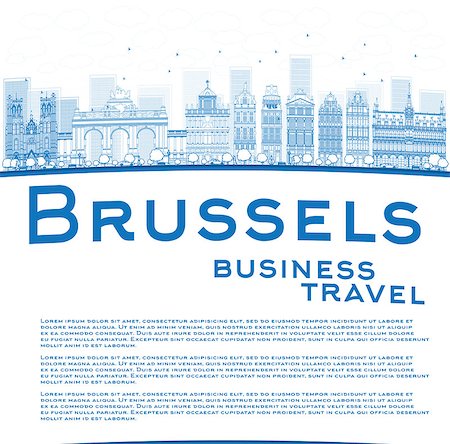 simsearch:400-07990271,k - Outline Brussels skyline with blue building and copy space. Business travel concept. Vector illustration Photographie de stock - Aubaine LD & Abonnement, Code: 400-08318894