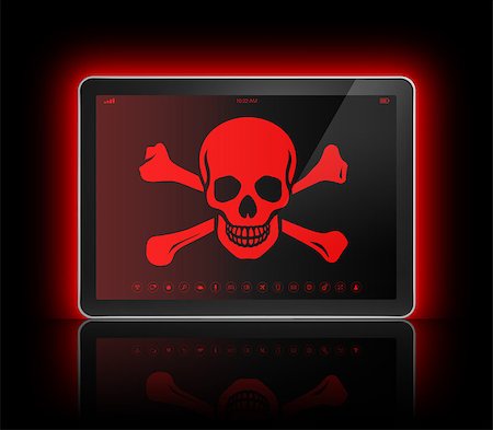 simsearch:614-06974081,k - 3D Digital tablet with a pirate symbol on screen. Hacking concept Foto de stock - Super Valor sin royalties y Suscripción, Código: 400-08319060