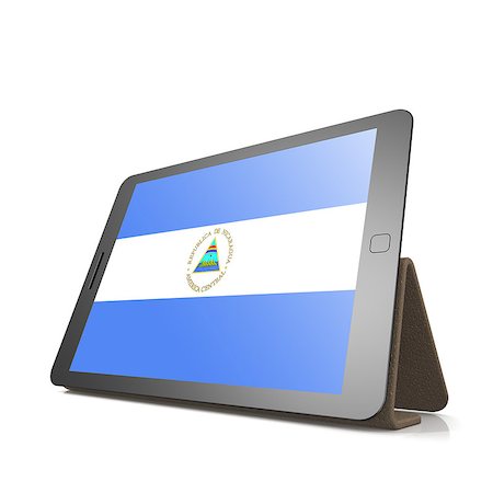 Tablet with Nicaragua flag image with hi-res rendered artwork that could be used for any graphic design. Stock Photo - Budget Royalty-Free & Subscription, Code: 400-08319282