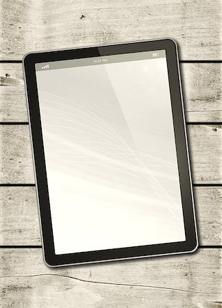 simsearch:600-07584851,k - Digital tablet PC on a white wood table - vertical office mockup Stockbilder - Microstock & Abonnement, Bildnummer: 400-08319366