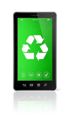 simsearch:400-04274877,k - 3D Smartphone with a recycling symbol on screen. environmental conservation concept Photographie de stock - Aubaine LD & Abonnement, Code: 400-08319360