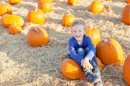 simsearch:400-07211170,k - smiling 6-year old boy having fun and enjoying autumn time at pumpkin patch Photographie de stock - Aubaine LD & Abonnement, Code: 400-08319521