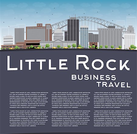 Little Rock Skyline with Grey Building, Blue Sky and copy space. Business travel concept. Vector Illustration Fotografie stock - Microstock e Abbonamento, Codice: 400-08319733