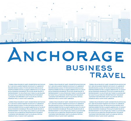 simsearch:400-08294311,k - Outline Anchorage (Alaska) Skyline with Blue Buildings and copy space. Business travel concept. Vector Illustration Foto de stock - Super Valor sin royalties y Suscripción, Código: 400-08319926