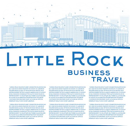 simsearch:400-08294311,k - Outline Little Rock Skyline with Blue Building and copy space. Business travel concept. Vector Illustration Foto de stock - Super Valor sin royalties y Suscripción, Código: 400-08319928