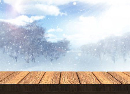 simsearch:400-09068018,k - 3D render of a wooden table with defocussed snowy landscape Stock Photo - Budget Royalty-Free & Subscription, Code: 400-08319962