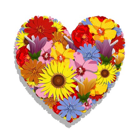 Illustration floral heart as a symbol of love. Foto de stock - Super Valor sin royalties y Suscripción, Código: 400-08319992