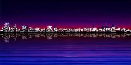 abstract purple sunset background with silhouette of city vector illustration Stock Photo - Budget Royalty-Free & Subscription, Code: 400-08320015