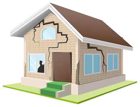 simsearch:400-08654218,k - Earthquake cracked wall of house. Vacation home. Property insurance. Isolated illustration in vector format Photographie de stock - Aubaine LD & Abonnement, Code: 400-08320026
