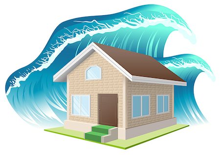 simsearch:400-08654218,k - Property insurance. Flood. Wave washes away home. Illustration in vector format Photographie de stock - Aubaine LD & Abonnement, Code: 400-08320244