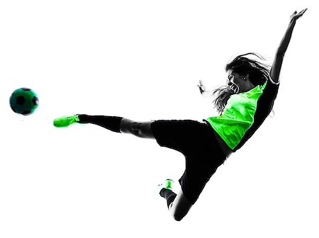 simsearch:400-08115848,k - one woman playing soccer player in silhouette isolated on white background Photographie de stock - Aubaine LD & Abonnement, Code: 400-08334132