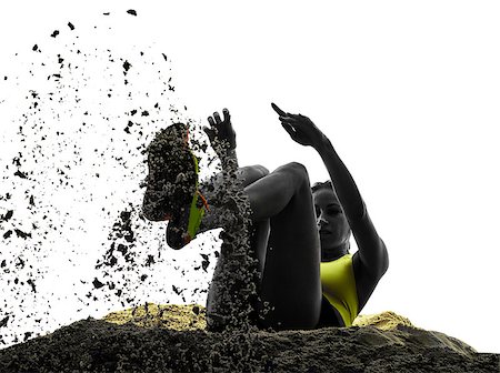 salto in lungo - one woman praticing Long Jump silhouette in studio silhouette isolated on white background Fotografie stock - Microstock e Abbonamento, Codice: 400-08334209