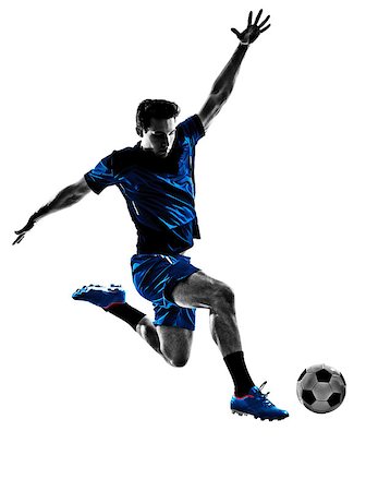 simsearch:400-07973357,k - One Italian Soccer Player Man Playing Football Jumping In Silhouette White Background Stock Photo - Budget Royalty-Free & Subscription, Code: 400-08334203