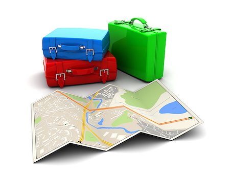 simsearch:625-00898537,k - 3d illustration of map and luggage, tourism concept Stock Photo - Budget Royalty-Free & Subscription, Code: 400-08334640