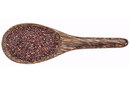 simsearch:400-08342097,k - gluten free black quinoa grain on a wooden spoon isolated on white Foto de stock - Super Valor sin royalties y Suscripción, Código: 400-08334665