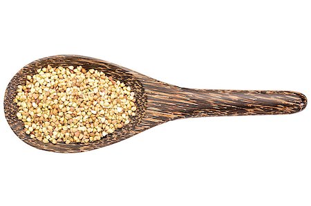 simsearch:400-08052553,k - gluten free buckwheat pseudograin  on a wooden spoon isolated on white Photographie de stock - Aubaine LD & Abonnement, Code: 400-08334667