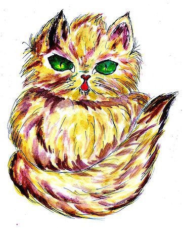 simsearch:400-08137868,k - Grunge sketch of a cute Persian cat, abstract illustration. Stock Photo - Budget Royalty-Free & Subscription, Code: 400-08334698