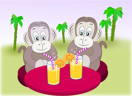 simsearch:400-08114943,k - Two monkeys sitting together and drinking soda. Stock Photo - Budget Royalty-Free & Subscription, Code: 400-08334819