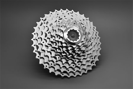 simsearch:400-09089843,k - Mountain bike rear cassette on a gray background. Stock Photo - Budget Royalty-Free & Subscription, Code: 400-08334976