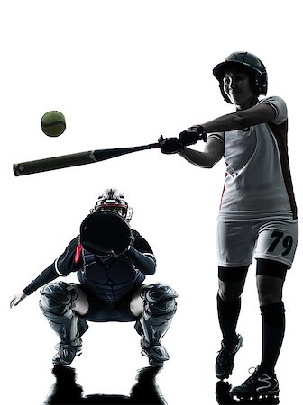 simsearch:400-08114605,k - women playing softball players in silhouette isolated on white background Stockbilder - Microstock & Abonnement, Bildnummer: 400-08335034