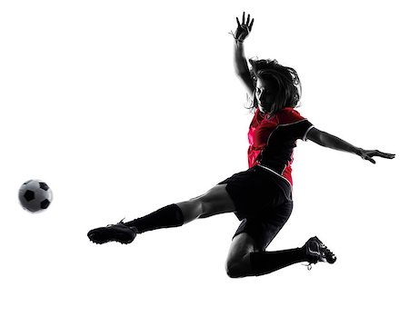 simsearch:400-07973332,k - one woman playing soccer player in silhouette isolated on white background Foto de stock - Super Valor sin royalties y Suscripción, Código: 400-08335033