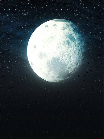 simsearch:400-07248217,k - Big stylized moon in the night sky with stars. Foto de stock - Royalty-Free Super Valor e Assinatura, Número: 400-08335106