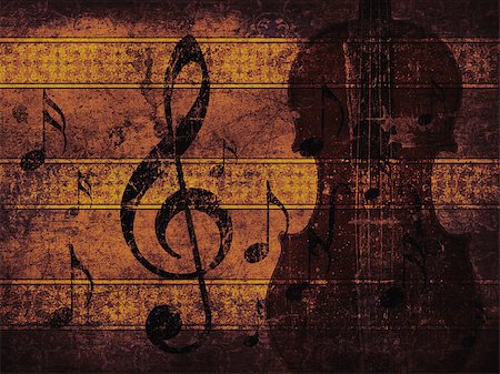 simsearch:400-08138524,k - Illustration of grunge retro musical background with notes and violin. Photographie de stock - Aubaine LD & Abonnement, Code: 400-08335110