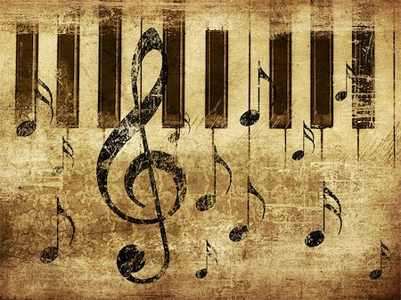 simsearch:400-08138524,k - Illustration of grunge retro musical background with music notes and piano. Photographie de stock - Aubaine LD & Abonnement, Code: 400-08335111