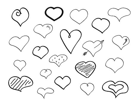 Hand-drawn doodle hearts big pen scribble set Photographie de stock - Aubaine LD & Abonnement, Code: 400-08335230