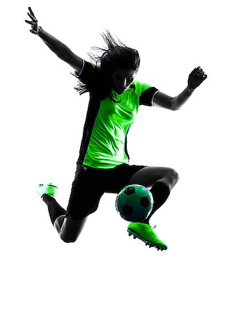 simsearch:400-08115848,k - one woman playing soccer player in silhouette isolated on white background Photographie de stock - Aubaine LD & Abonnement, Code: 400-08335273