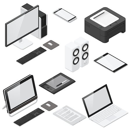simsearch:400-07309242,k - Computer and office devices detailed isometric icon set vector graphic illustration Stock Photo - Budget Royalty-Free & Subscription, Code: 400-08335949