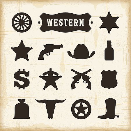 Vintage western icons set. Editable EPS10 vector illustration with transparency. Photographie de stock - Aubaine LD & Abonnement, Code: 400-08335992