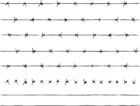 fil barbelé - A couple different sections of barbed wire fencing, as well as individual barbs and wires so you can create as many more lengths of wire fence as you wish. The sections provided are also only grouped, so you can ungroup and edit them easily. Photographie de stock - Aubaine LD & Abonnement, Code: 400-08336007