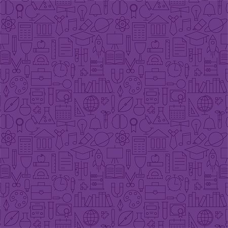 education pattern background - Thin School Line Education Knowledge Purple Seamless Pattern. Vector Science Design and Seamless Background in Trendy Modern Line Style. Thin Outline Art Stock Photo - Budget Royalty-Free & Subscription, Code: 400-08336145