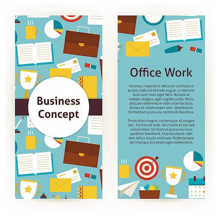 education abstract - Vector Flyer Template of Flat Design Business Concept and Office Work Objects and Elements. Illustration of Brand Identity for Business Workplace and Office Life. Colorful Pattern for Advertising Foto de stock - Super Valor sin royalties y Suscripción, Código: 400-08336169