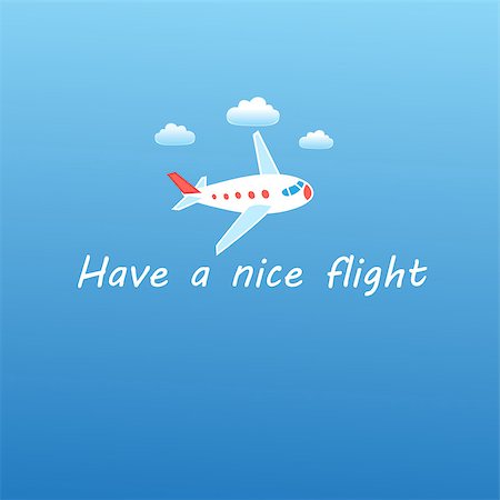 Beautiful vector illustration of airplane flying in sky with clouds Stock Photo - Budget Royalty-Free & Subscription, Code: 400-08336254