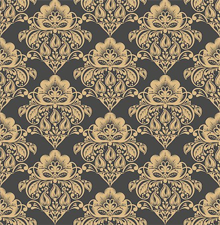 simsearch:400-08336301,k - Vector Floral damask seamless pattern background. Elegant luxury texture for wallpapers, backgrounds and page fill. Photographie de stock - Aubaine LD & Abonnement, Code: 400-08336291