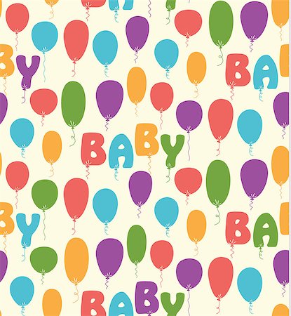 simsearch:400-08012338,k - Seamless vector pattern with colorful baloons. For cards, invitations, wedding or baby shower albums, backgrounds, arts and scrapbooks Stock Photo - Budget Royalty-Free & Subscription, Code: 400-08336306