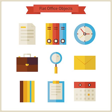 simsearch:400-08041191,k - Flat Business Office Objects Set. Vector Illustration. Collection of Office Tools Objects Isolated over white. Workplace. Business Concept Stock Photo - Budget Royalty-Free & Subscription, Code: 400-08336813