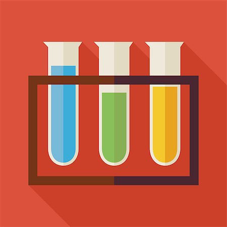 simsearch:400-07091851,k - Science Chemistry Glass Bulb Illustration with long Shadow. Back to School and Education Vector illustration. Flat Style Colorful Flask with long Shadow. Biology Physics and Research Object. Stock Photo - Budget Royalty-Free & Subscription, Code: 400-08336820