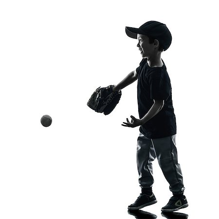 simsearch:400-08114605,k - child playing softball players in silhouette isolated on white background Stockbilder - Microstock & Abonnement, Bildnummer: 400-08336887